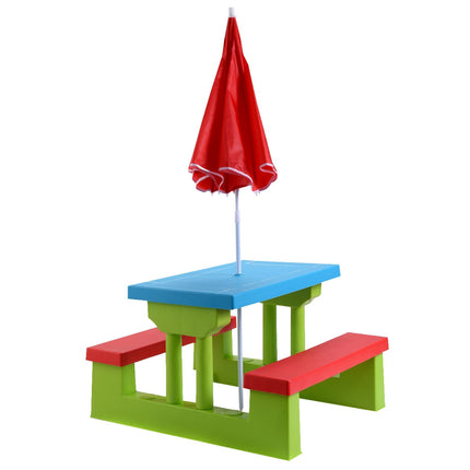 Ensemble table de pique-nique pour enfants avec parasol, 4 places