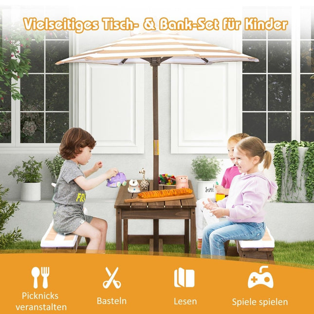 Ensemble de table de pique-nique pour enfants avec parasol et bancs