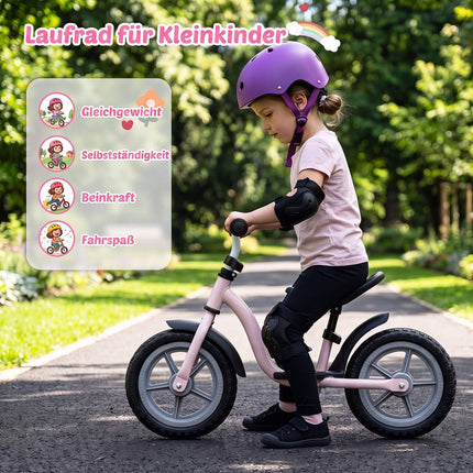 Draisienne rose pour enfants, selle et guidon réglables