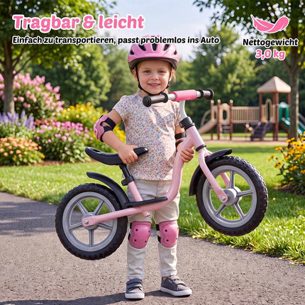 Draisienne rose pour enfants, selle et guidon réglables