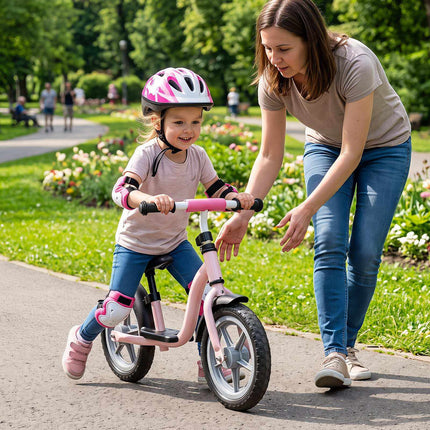 Draisienne rose pour enfants, selle et guidon réglables