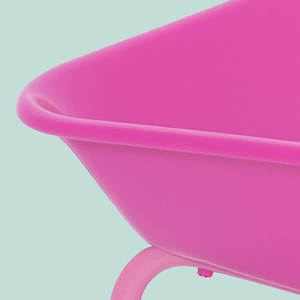 Brouette rose en métal pour enfants - Roues en caoutchouc, poignées
