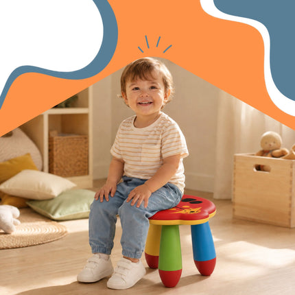 Kinderhocker aus Kunststoff, Marienkäfer-Design, Mehrfarbig