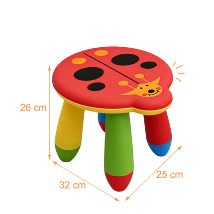 Kinderhocker aus Kunststoff, Marienkäfer-Design, Mehrfarbig
