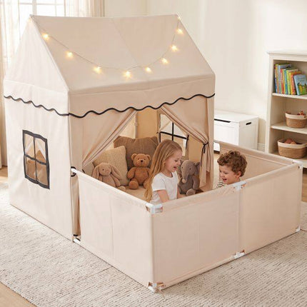 Tente de jeu pour enfants avec guirlande lumineuse « jardin » et « étoiles ».