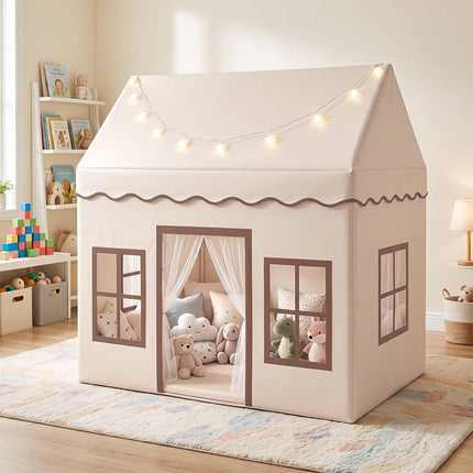 Tente de jeu pour enfants avec guirlande lumineuse « jardin » et « étoiles ».