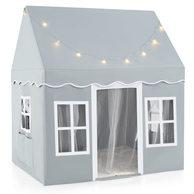 Tente de jeu pour enfants avec guirlandes lumineuses en forme d'étoiles et rideaux en filet