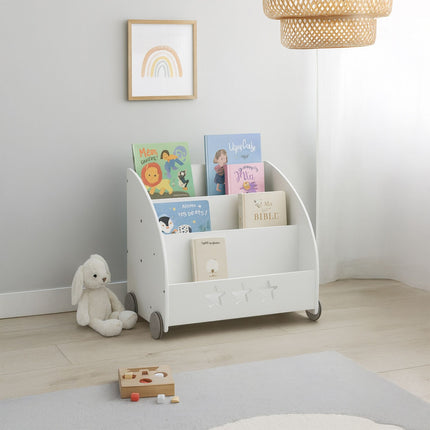 Bücherregal für Kinder auf Rollen, Sternenmuster, MDF