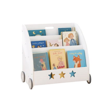 Bücherregal für Kinder auf Rollen, Sternenmuster, MDF