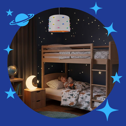 Lampe de chambre d'enfant avec pompons colorés