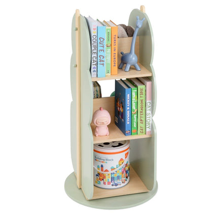 Drehbares Bücherregal für Kinder, 3 Etagen, 5 offene Fächer, Grün