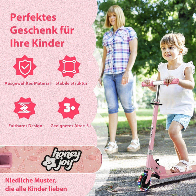 Trottinette pour enfants à 2 roues avec support à roues clignotantes et jouet de croisière pour tout-petits rose