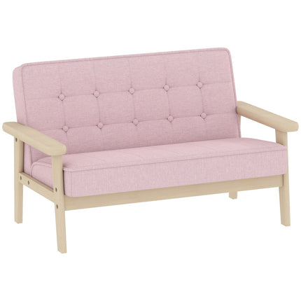 Canapé enfant, aspect velours, structure en bois, 3-15 ans, rose