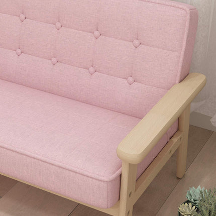 Canapé enfant, aspect velours, structure en bois, 3-15 ans, rose