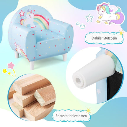 Kindersofa mit Rückenlehne und Armlehne, Einhorn-Design