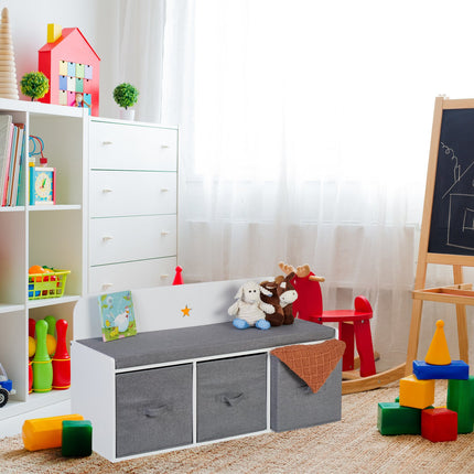 Banc de rangement pour enfants avec paniers et coussin