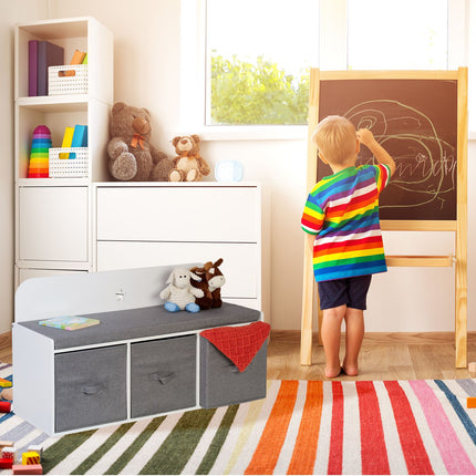 Banc de rangement pour enfants avec paniers et coussin
