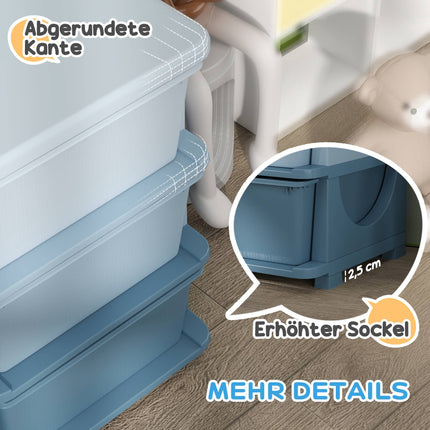 Boîte de rangement pour enfants, 9 tiroirs, bleue, en plastique