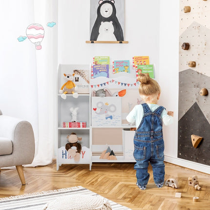 Armoire de rangement pour enfants avec 5 étagères et 2 tiroirs en tissu