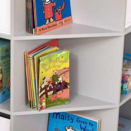 Aufbewahrungsregal für Kinder, 3 Stoffschubladen, Grau MDF