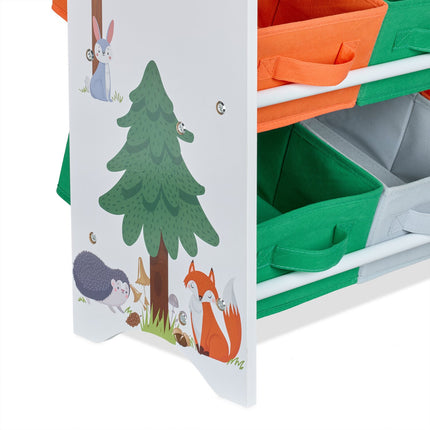 Étagère de rangement pour enfants avec 6 boîtes et 2 compartiments