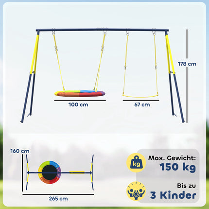 Kinderschaukel mit verstellbaren Seilen, 100cm Nestschaukel