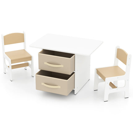 Ensemble table et chaises pour enfants, paniers de rangement, bois