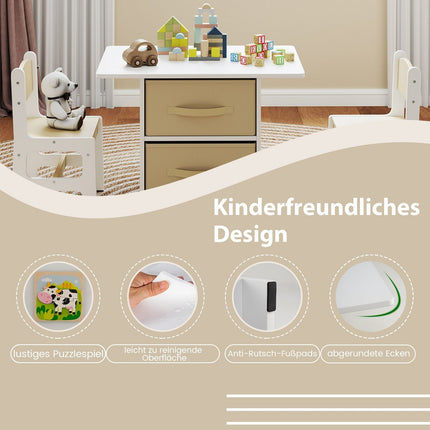 Ensemble table et chaises pour enfants, paniers de rangement, bois