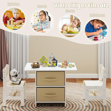Ensemble table et chaises pour enfants, paniers de rangement, bois