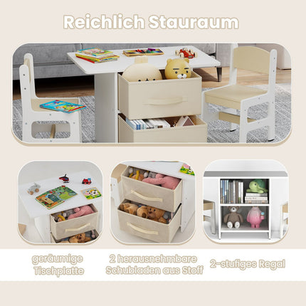 Ensemble table et chaises pour enfants, paniers de rangement, bois