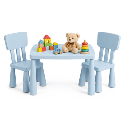 Kinder Tisch- und Stuhl-Set, 3-teilig, blauer Kunststoff