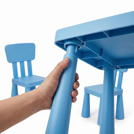 Kinder Tisch- und Stuhl-Set, 3-teilig, blauer Kunststoff