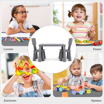 Ensemble table et chaises pour enfants, en plastique gris, de 1 à 7 ans
