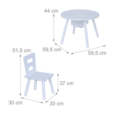 Ensemble table et chaises pour enfants avec rangement