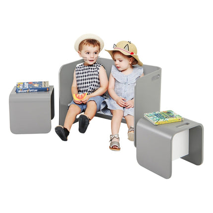 Ensemble table et chaises pour enfants, bois gris, 3 pièces