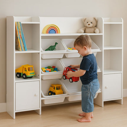 Étagère à jouets pour enfants avec 8 boîtes et 3 étagères