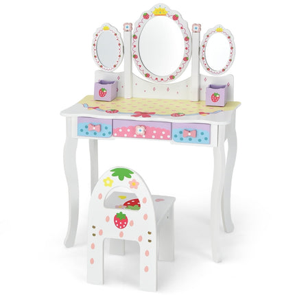Kinder Schminktisch mit Klappspiegel, Weiß, MDF
