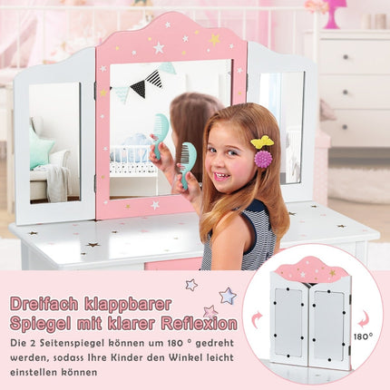 Coiffeuse pour enfant avec miroir et tiroir - Blanche