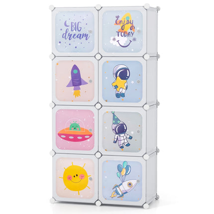 Organisateur de garde-robe pour enfants, 8 cubes, blanc, ajustable