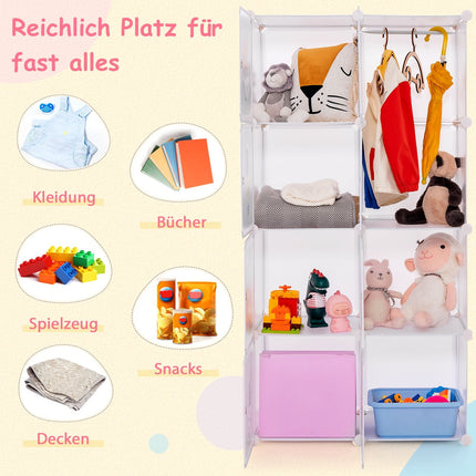 Organisateur de garde-robe pour enfants, 8 cubes, blanc, ajustable