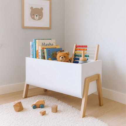 Kinderbücherregal weiß, Spielzeugaufbewahrung – Holz, 66,5 cm
