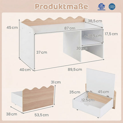 Ensemble table d'activités en bois pour enfants avec banc de rangement