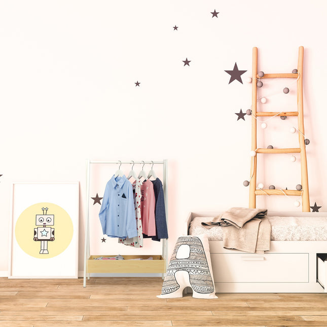 Portant à vêtements en bois pour enfants avec plateau de rangement