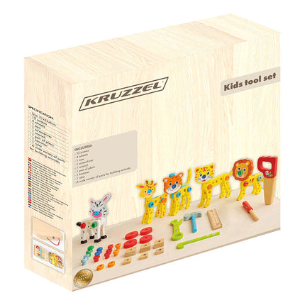 Kit de bricolage de boîte à outils en bois pour enfants, construction d'animaux et de véhicules