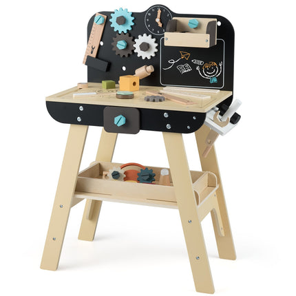 Kinder Werkbank Holz mit Kreidetafel, Montessori Spielzeug