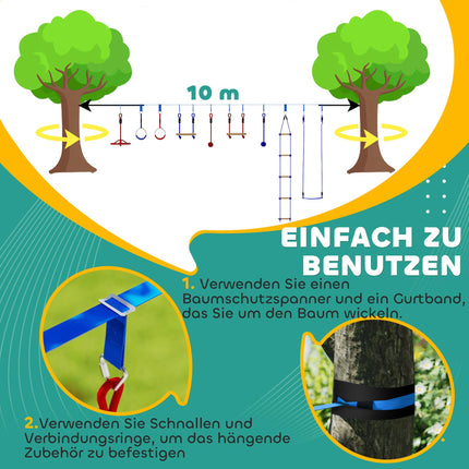 Kinder-Seilbahn-Set, 50 kg Tragkraft, 3-6 Jahre, Blau