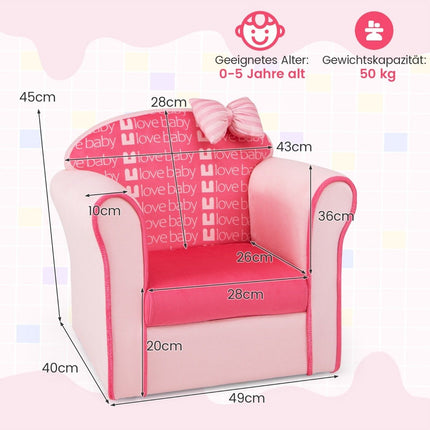 Fauteuil enfant avec dossier & accoudoirs & motifs mignons & canapé enfant en mousse rose