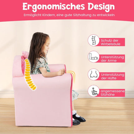 Fauteuil enfant avec dossier & accoudoirs & motifs mignons & canapé enfant en mousse rose