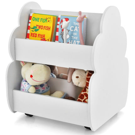 Kinderbücherregal auf Rollen Kinderregal mit geräumigem Stauraum 52 x 47 x 63 cm Weiß
