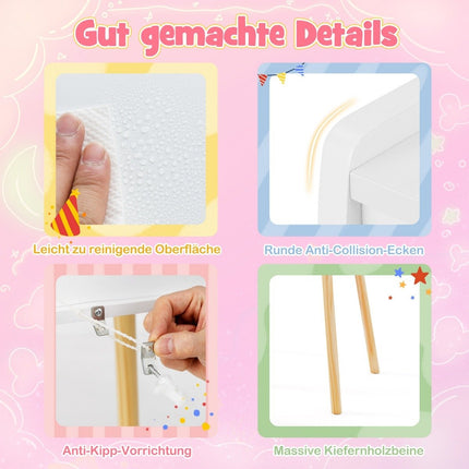 Coiffeuse enfant avec éclairage Coiffeuse 2 en 1 avec miroir blanc